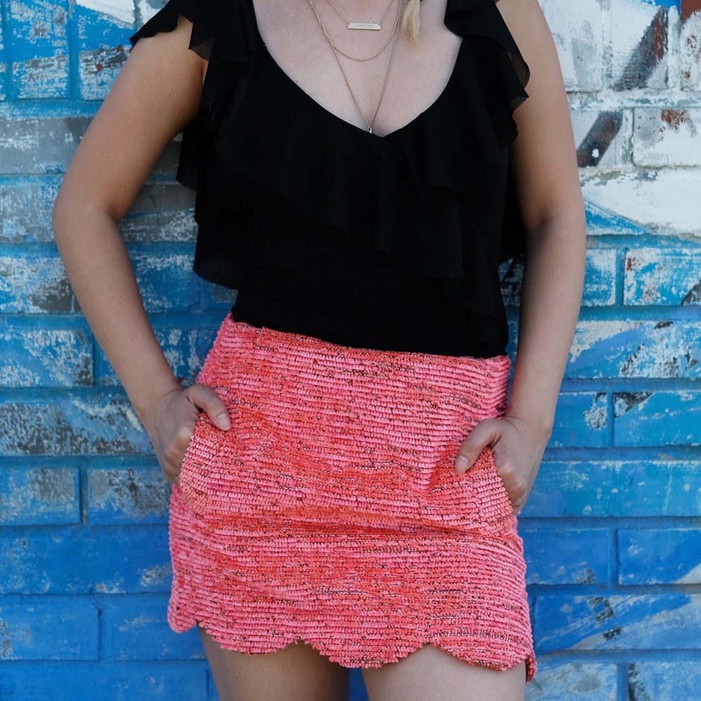 TOPSHOP | Hot Pink Textured Mini Skirt